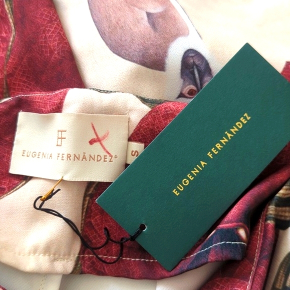 Engenia Fernandez Floral Print with Monkeys - Red and Cream Mini Skirt - Picture 5 of 5